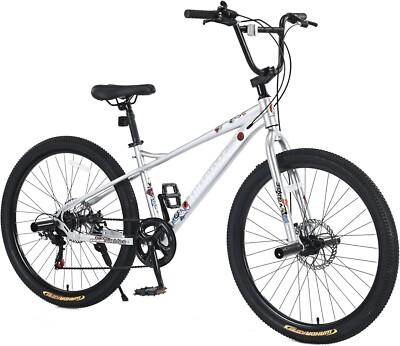 #ad #ad 26 Inch Mountain Bike 7 Speeds Bicycle BMX Handlebar Bicycle Steel Frame Silver $169.00