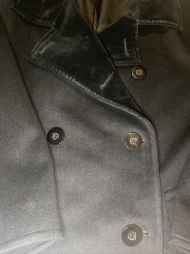 Steve By Searle Womens Peacoat 6 Black Double Breasted Wool Velvet Vintage Fall - Picture 2 of 4