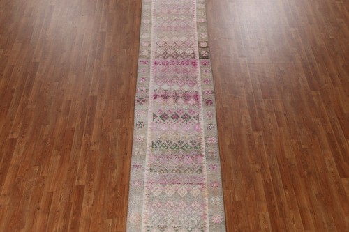 Antique Look Wool Oushak Turkish Long Runner Rug 3x15 Hand-knotted Hallway Rug - Picture 5 of 20