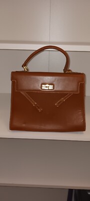 Brown Leather Satchel Handbag Silvano Biagini