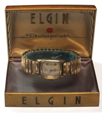 1943 Elgin Men's 683 Durapower Wristwatch Yellow GF w/ Box Repair Vintage LH552