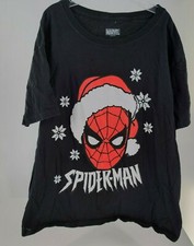 Marvel Spiderman Short Sleeve Black Christmas Shirt Snowflakes Size Kids Medium
