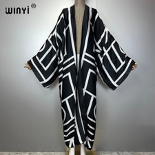 NEW Geometric Print Kimonos African Dresses for Woman Cardigans Beach Outfits
