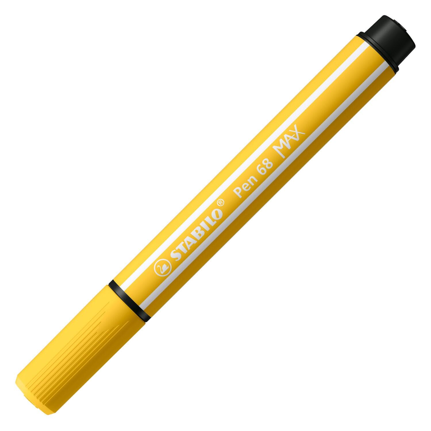 Stabilo Pen 68 Max Felt Tip Pen with a Thick Chisel Point Yellow