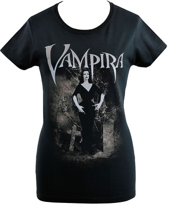 Damen Vampira T-Shirt Friedhof Gothic Vintage Horror Halloween XS-5XL
