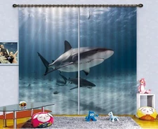 3D Sea Shark ZHUA3724 Animal Photo Curtain Window Blockout Fabric Amy 2023