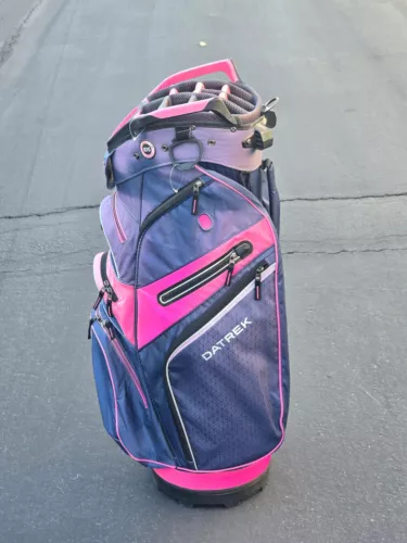 Datrek Lite Rider Pro Cart Golf Bag 15-Way with Rain Hood Pink Navy/Purple