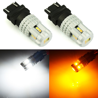 JDM ASTAR 2X 3157 Amber White Dual Color Switchback LED Turn Signal Light Bulbs