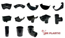 Floplast 112mm Half Round Gutter & 68mm Round Down Pipe Fittings in Black