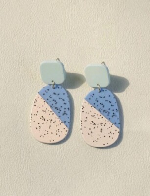 Dangle Earrings Bright Contrast Colours Geometric Shapes Colour Block Modern 
