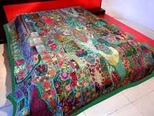 Vintage Patchwork Bedspread Hand Embroidery Bed Cover, Wall Hanging Curtain BS55