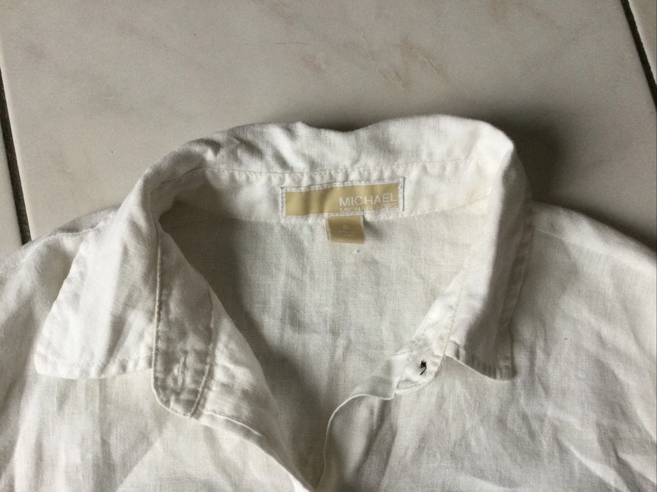 Chemise veste saharienne MICHAEL KORS taille S lin blanc tres bon etat - Photo 4/4