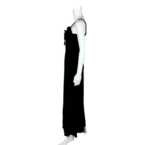 Vintage 40s Formal Gown Women's Extra Small Black Shirred Bodice Storybook - Picture 7 of 12