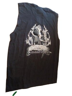One Tank Top Sleeveless Bite Me Men's Medium Black White Shark #