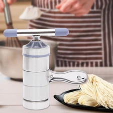 Stainless Steel Manual Noodles Press Machine Pasta Maker with 5 Noodle Mould