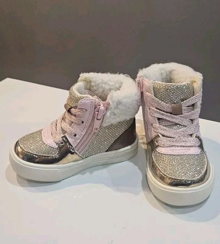OshKosh B'Gosh NWT Toddler Farrah Ankle Boot High Top Size 4 Gold Metallic Pink - Image 2 of 4