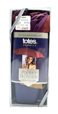 TOTES Pocket Wonder UMBRELLA w/ Case Opens to Full Size VTG 1999 Blue Burgundy