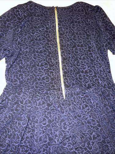 LuLaRoe Amelia Solid Blue Paisley Swirl Jacquard Taschen Reißverschluss 3XL 24/26 3X ❤️ - Bild 2 von 16