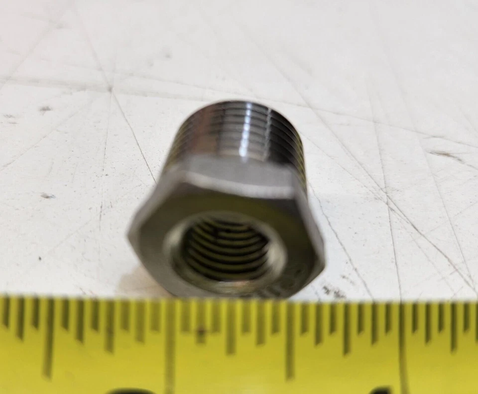 1/2" x 1/4" Hex Bushing Male BSPT x Female BSPT 304# Steel 150 Class PF-8168 USA - Image 2 of 2