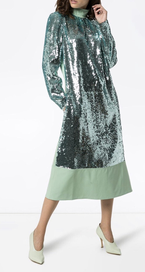 tibi green dress Sequin Celadon 4 Printed dress
