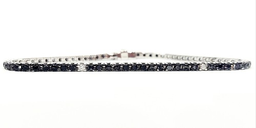 Bracciale Tennis "Astralia" in Oro Bianco Diamanti bianchi e neri 18 kt 750 - Foto 3 di 6