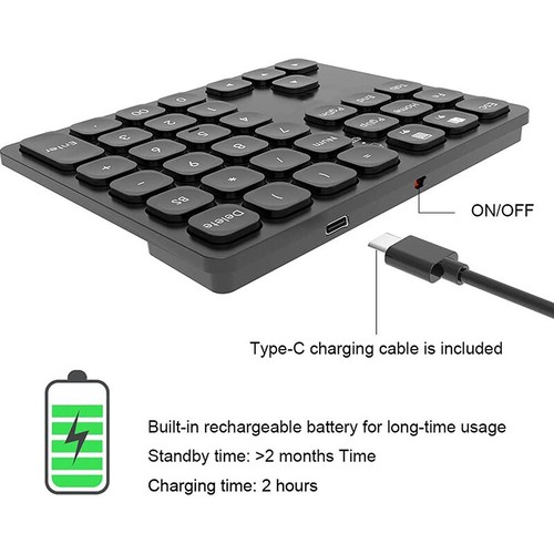 36 Keys Numeric Keyboard Rechargeable Dual Bluetooth Wireless Number Keypad Mini - Picture 5 of 14