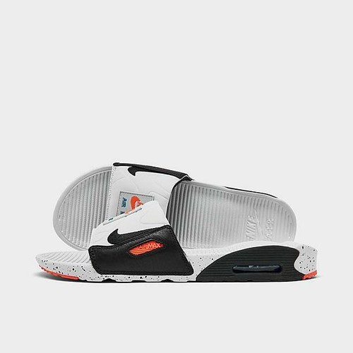 AUTHENTIC NIKE AIR MAX 90 Slide Slipper White Black Orange BQ4635 102 men  size | eBay