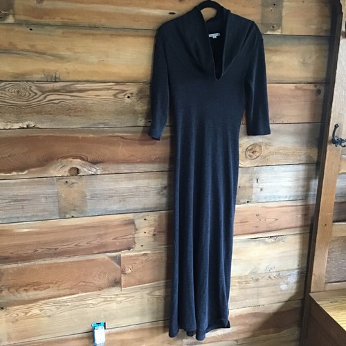Dark Gray Maxi Dress Cowl Neck 
