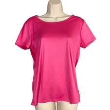 Daisy Fuentes Pink Lattice-Back Activewear Tee Shirt Women’s Size M Short Sleeve
