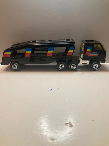 Vintage Tonka Black Car Hauler Cab & Trailer 20" Long x 5" Tall Pressed Steel