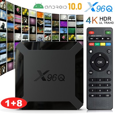 X96Q Android 10.0 TV BOX Quad Core 4K UHD 2.4G WiFi Media Streamer 1GB+8GB W8H7