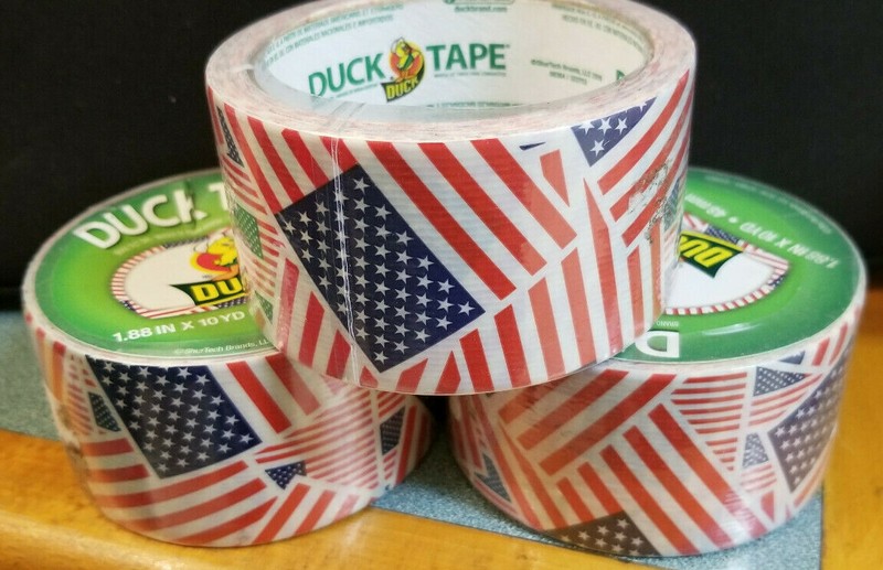 NEW 3-PACK - Duck Tape Brand USA AMERICAN FLAG Printed Duct Tape 1.88" X 10YD 