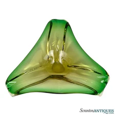 Mid-Century Atomic Italian Murano Green Art Glass Centerpiece Bowl