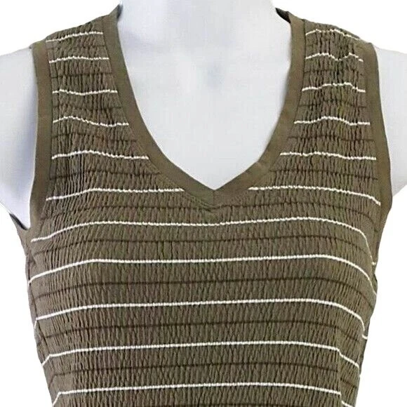 lole sleeveless athletic stripe crinkle ribbed scoop v neck shirt