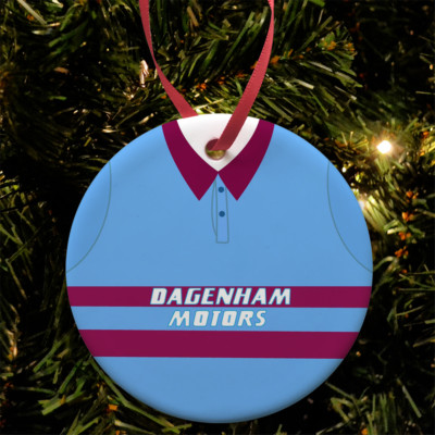 West Ham 1995 Retro Auswärtstrikot Christbaumschmuck Kugel flach Keramik Utd