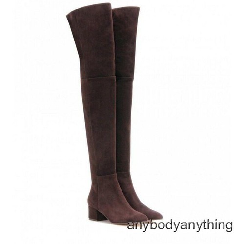 Women's Thigh High Boots Ladies Casual Office Mid Heel Over The Knee Shoes - Picture 6 of 29