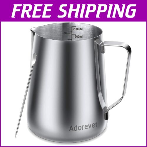 66oz Stainless Steel Milk Frothing Pitcher with Latte Art Pen for Coffee Lovers