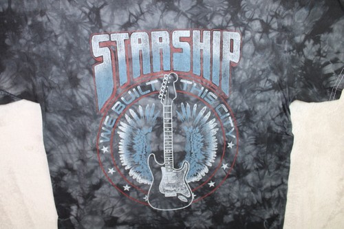 Maglietta Starship Band Uomo M L 3XL Tie Dye Grafica We Built This City Chitarra - Foto 2 di 4