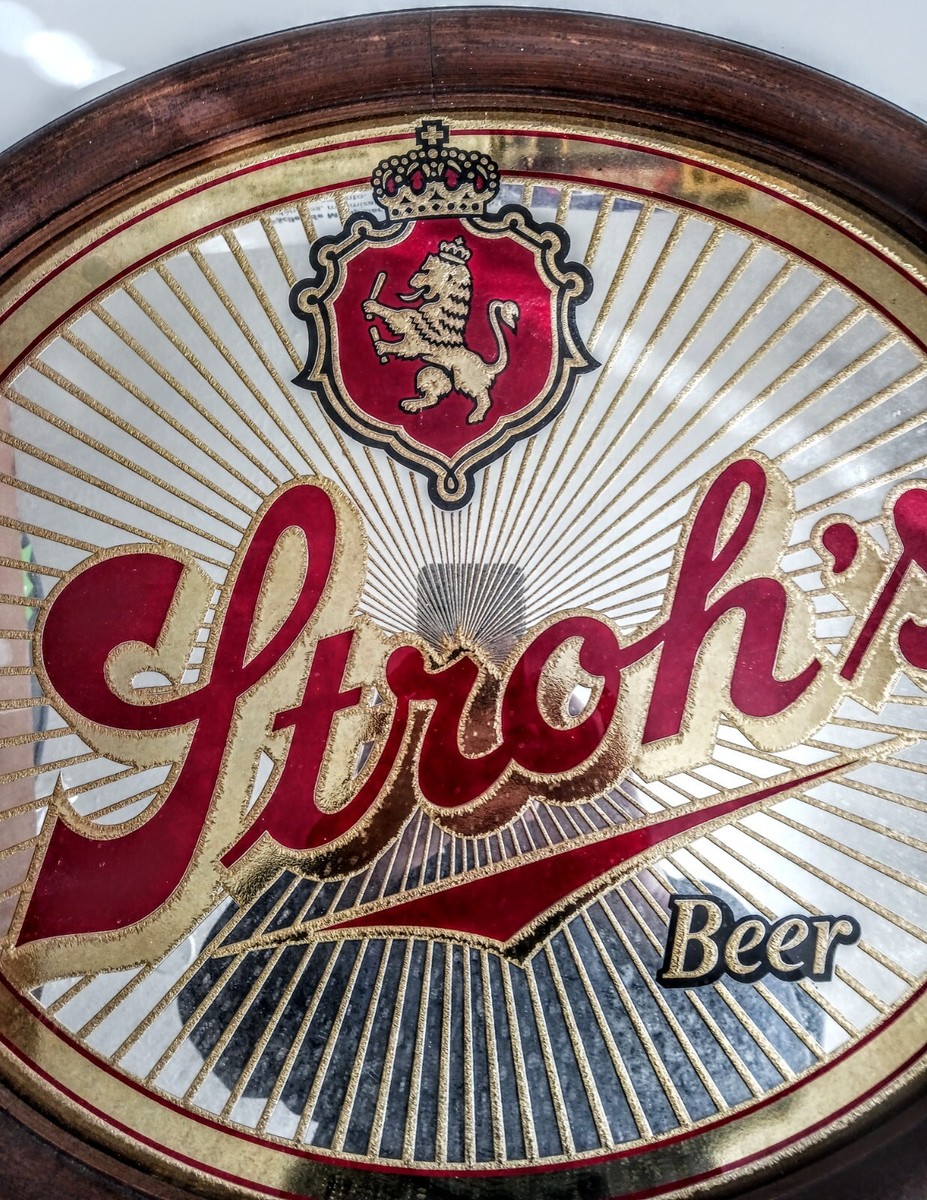 VINTAGE STROH'S BEER OVAL MIRROR SIGN | eBay