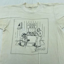 TRASHED vtg LITTLE GIRL BIKE SEATS JOKE T-Shirt XS  revilo art cartoon pervert