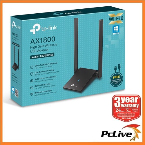 TP-Link Archer TX20U Plus AX1800 Dual Antennas High Gain Wireless USB 3 Adapter