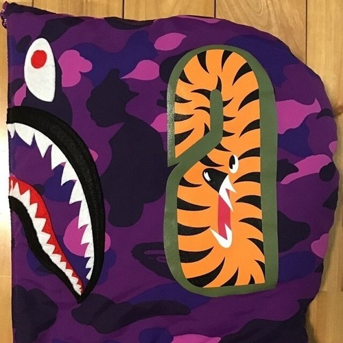 BAPE Shark Full Zip Hoodie Puffer Down Jacket Purple camo A Bathing Ape Size L - Picture 5 of 10