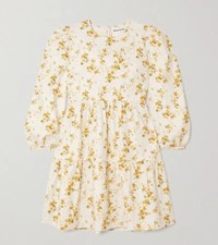 Reformation Beckett Floral-Print Organic Cotton-Blend Mini Dress Size Small