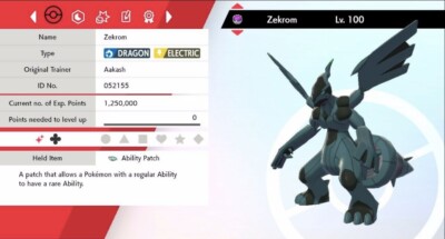 Pokemon Schwert & Schild Shiny Zekrom 6IV Max EVs