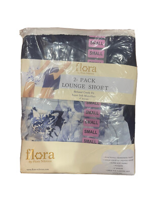 Flora by Flora Nikrooz 2 Pack Lounge Short Navy/Floral SMALL