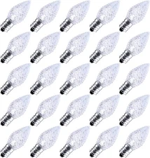 25 Pack C7 Led Replacement Light Bulbs Shatterproof Dimmable For E12 Base Socket