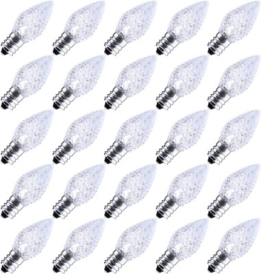 25 Pack C7 Led Replacement Light Bulbs Shatterproof Dimmable For E12 Base Socket