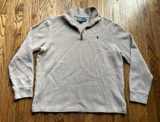 Polo Ralph Lauren 1/4 Zip Sweater Mens Size Large Beige Cotton Preppy Vintage