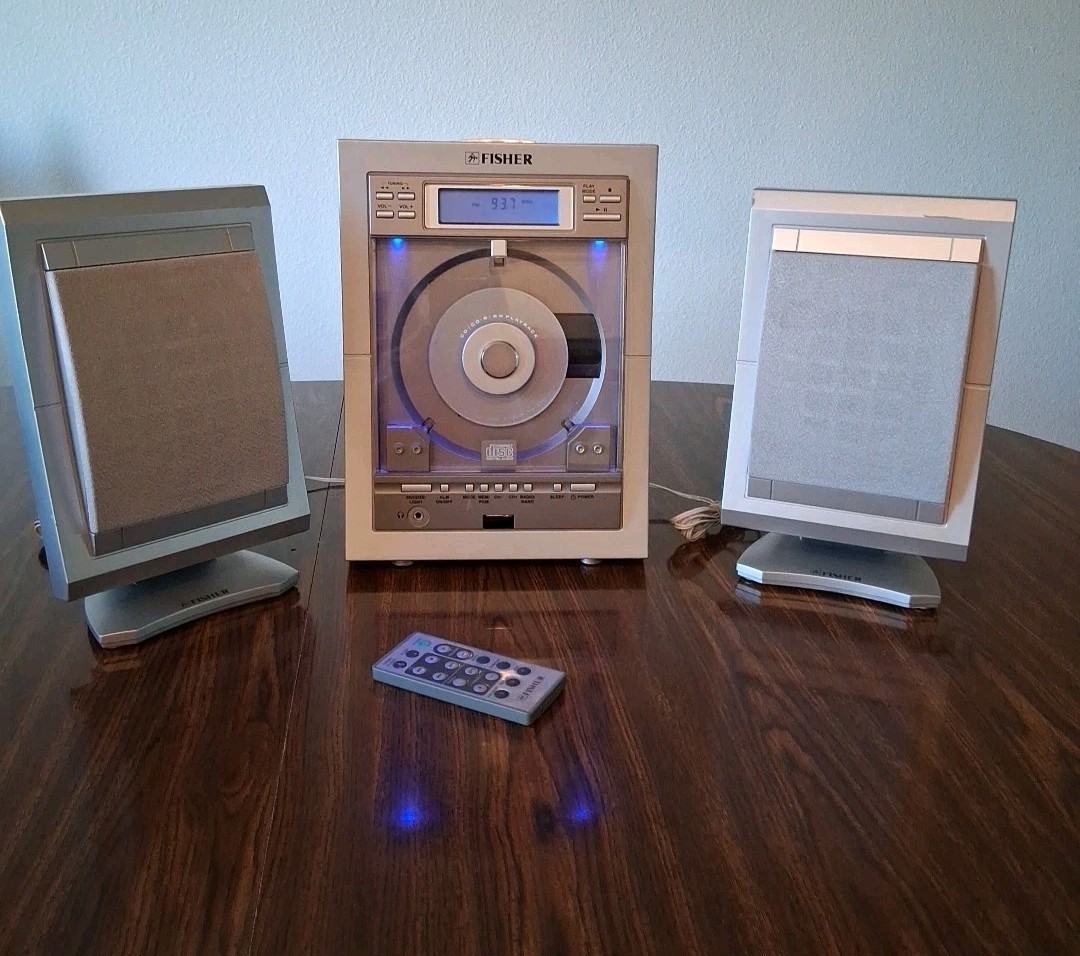 VTG Fisher SLIM-1400BL Vertical CD + AM/FM Stereo Works Great! Remote Inc.