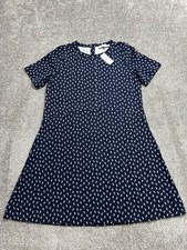 LOFT Seamed Mini Dress Womens Medium Blue Paisley Print Cotton Stretch New